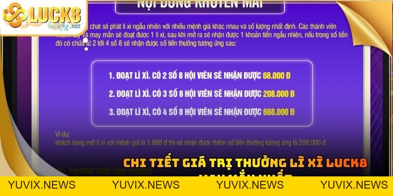 Lì Xì Luck8: Cơ Hội Nhận Thưởng May Mắn Số 1 Châu Á